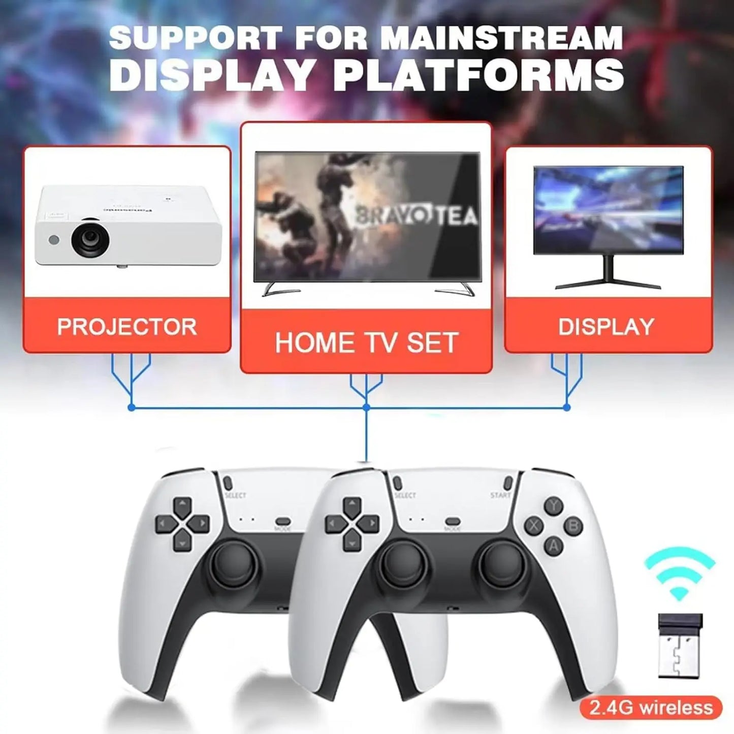 2026 Retro Gaming Console, 4K HD Output Game Stick Pro with 40,000+ Classic Titles and 23 Emulators with Dual 2.4G Controllers