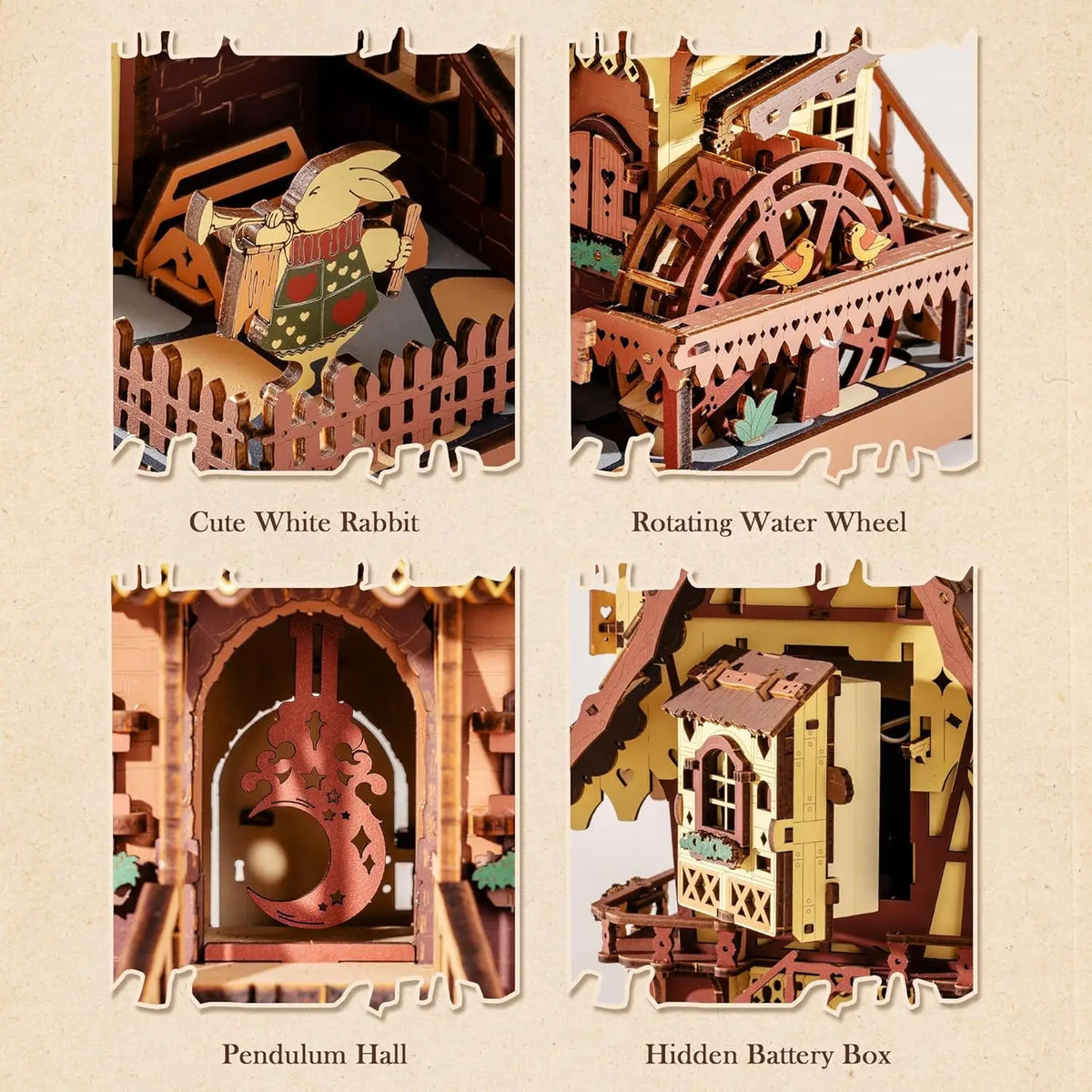 Robotime Rokr 3D Wooden Puzzle Cuckoo Clock Kit Black Forest Style with Working Bird  DIY Clock Model Kit for Kids Adults Model