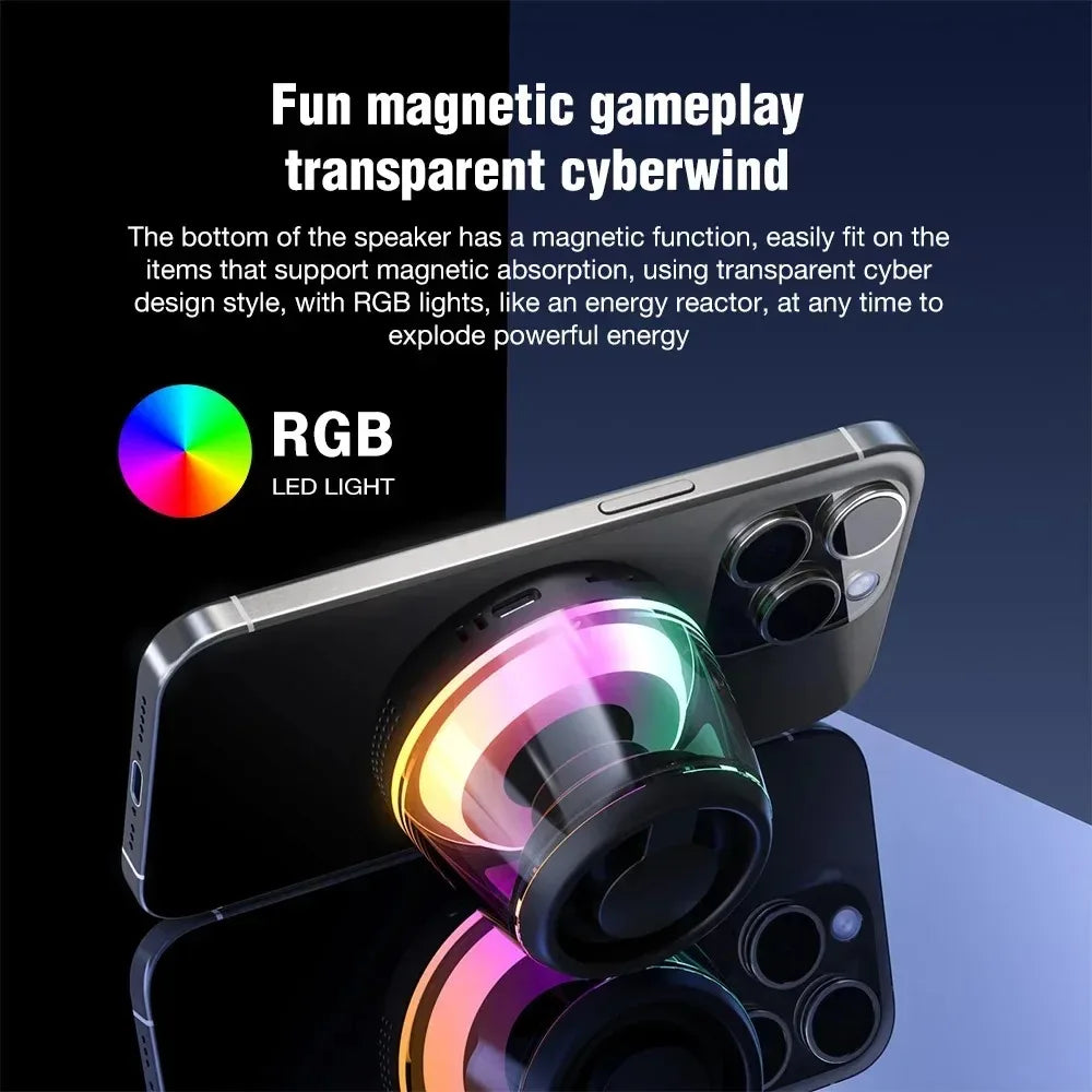 Magnetic Bluetooth Speaker, Portable Bluetooth Speaker with RGB Light, Waterproof Wireless Speaker, Phone Stand for iPhone 16/15/14/13/12 Series, Small Speaker for Shower, Outdoor, Birthday Gift