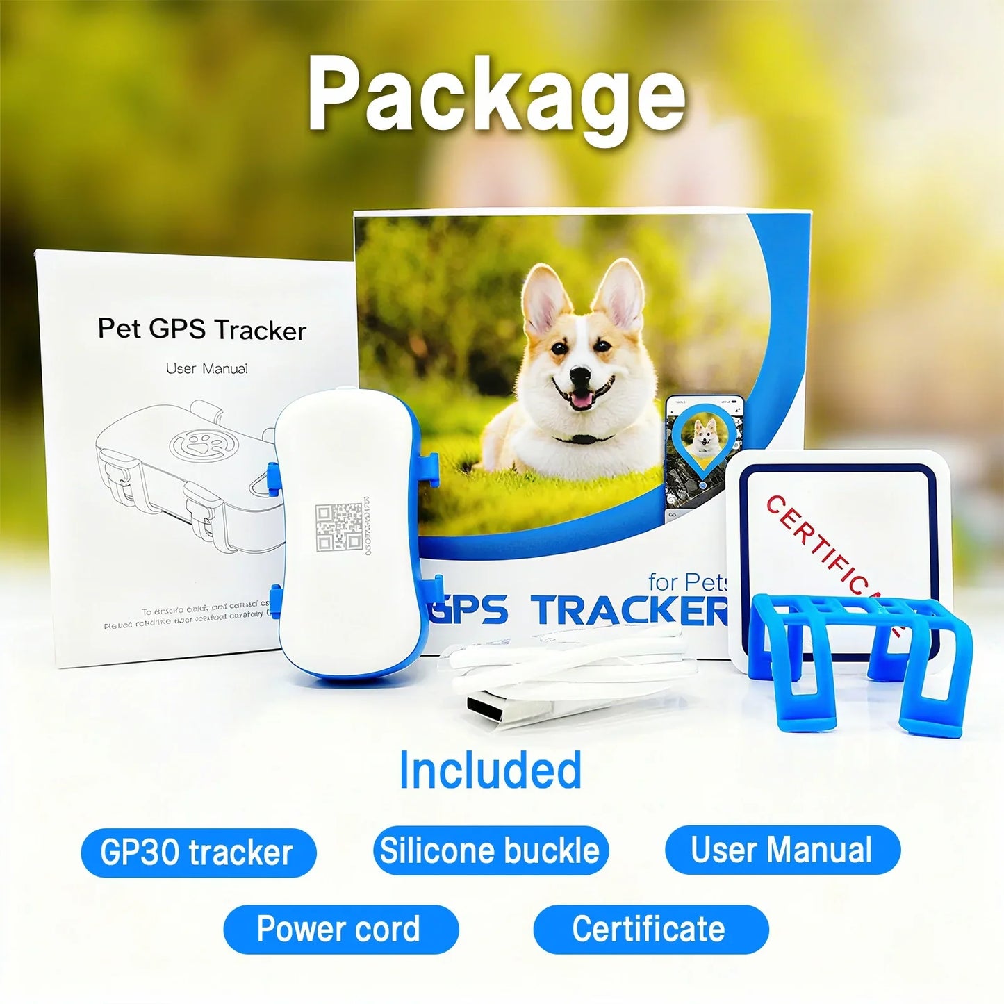 GPS Pet Tracker Plan Required 4G Built-in SIM with Real-Time Tracking, WiFi Home Positioning, IP67 Waterproof for Dogs & Cats
