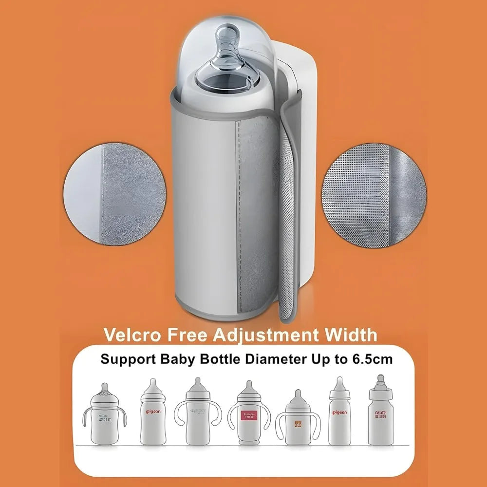 Rechargeable Baby Bottle Warmer 6Levels Temperature Adjustment with Temperature Display Warmer Sleeve Feeding Accessories
