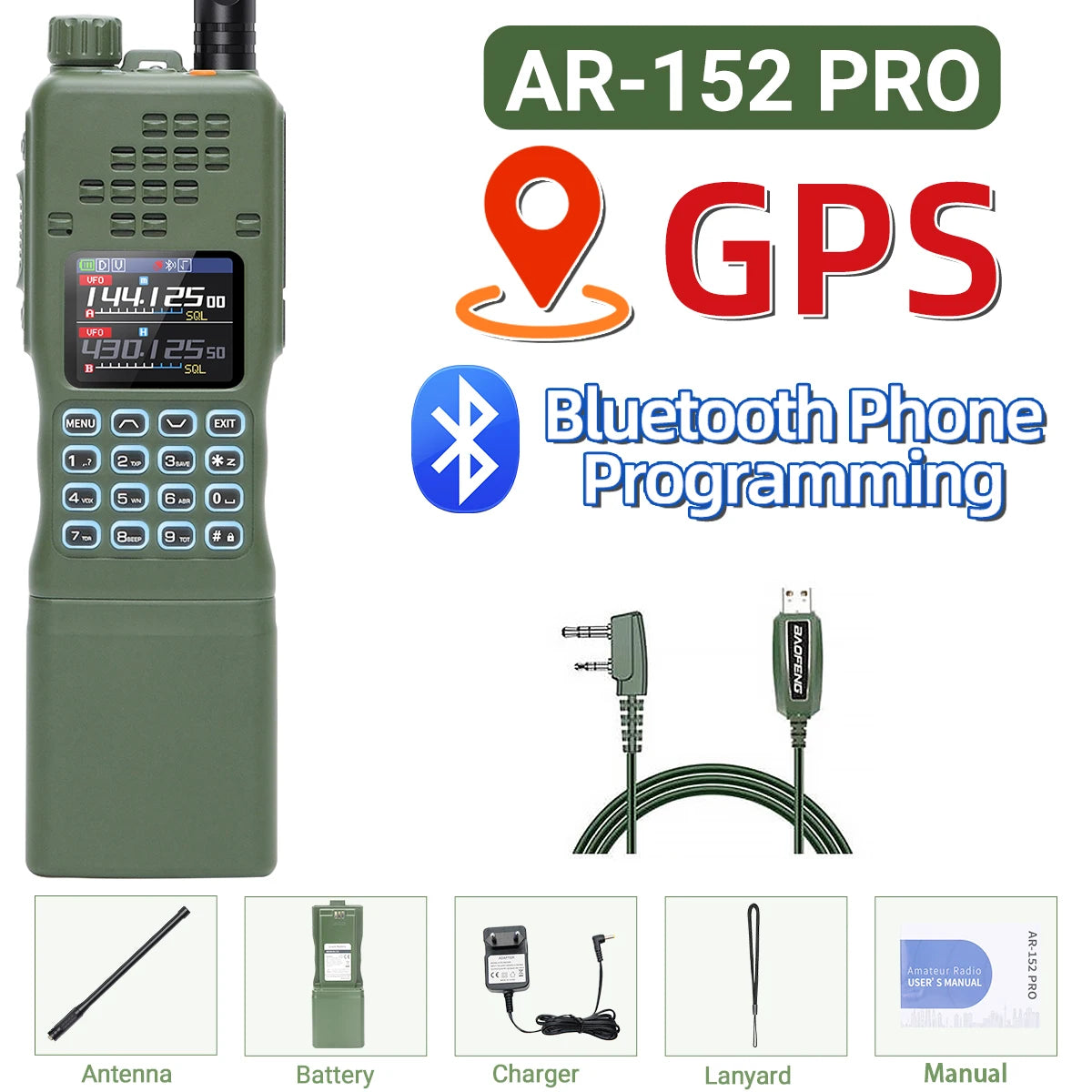 Baofeng AR 152 PRO GPS Ham Radio High Powerful CS Tactical Game Walkie Talkie Long Range Upgraded AR-152 Portable Two Way Radio