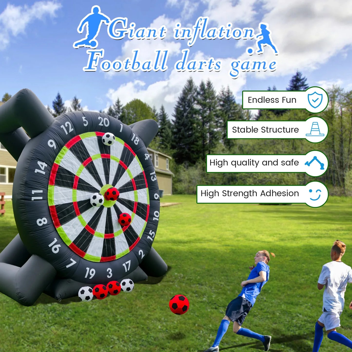10Ft Tall Giant Inflatable Soccer Ball Darts Board with 8pcs Soccer Ball &Blower Commercial children's playground