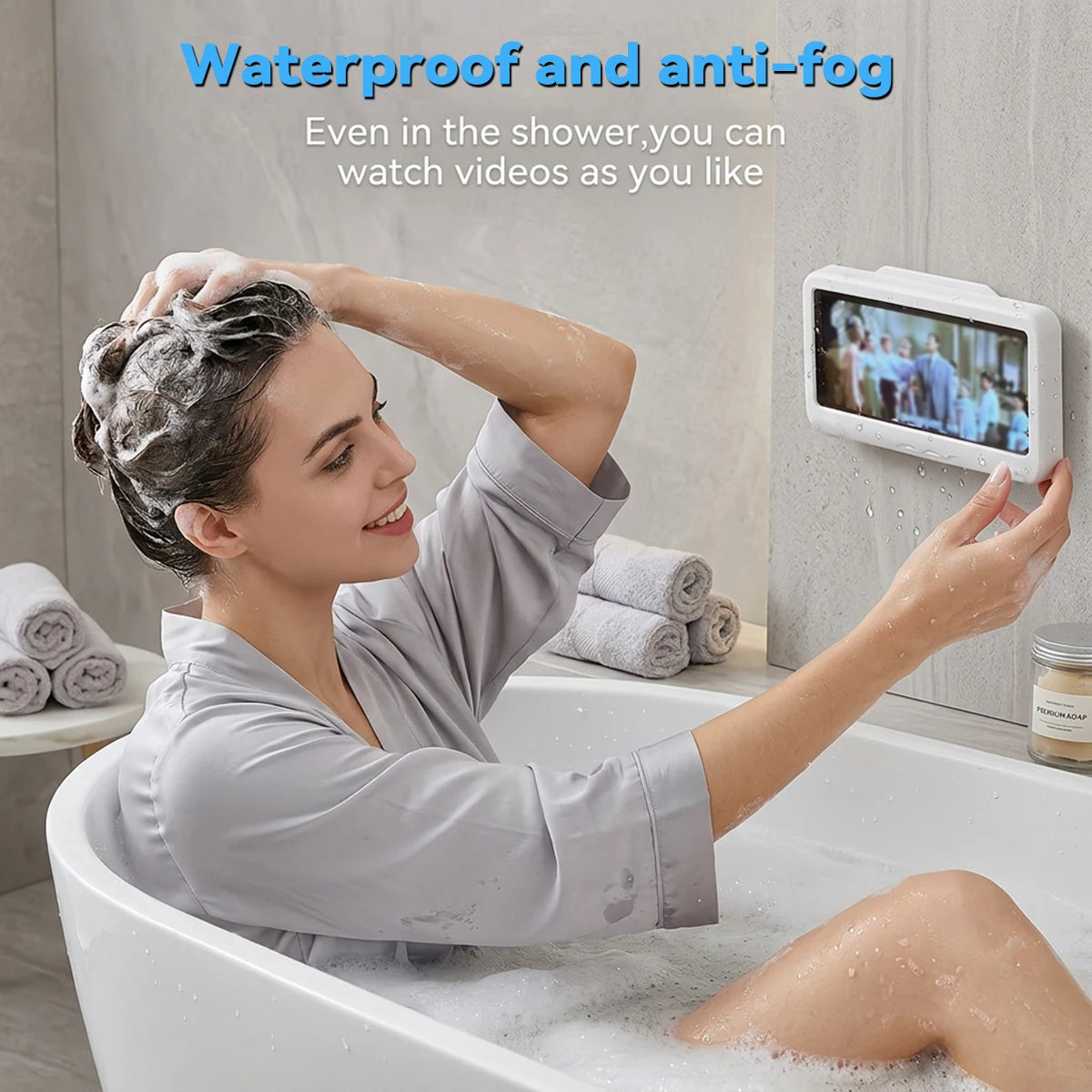 360 Rotation Waterproof and Anti-fog Mobile Phone Case for Bathroom Shower Phone Holder Waterproof Can Be Touched Shower Phone