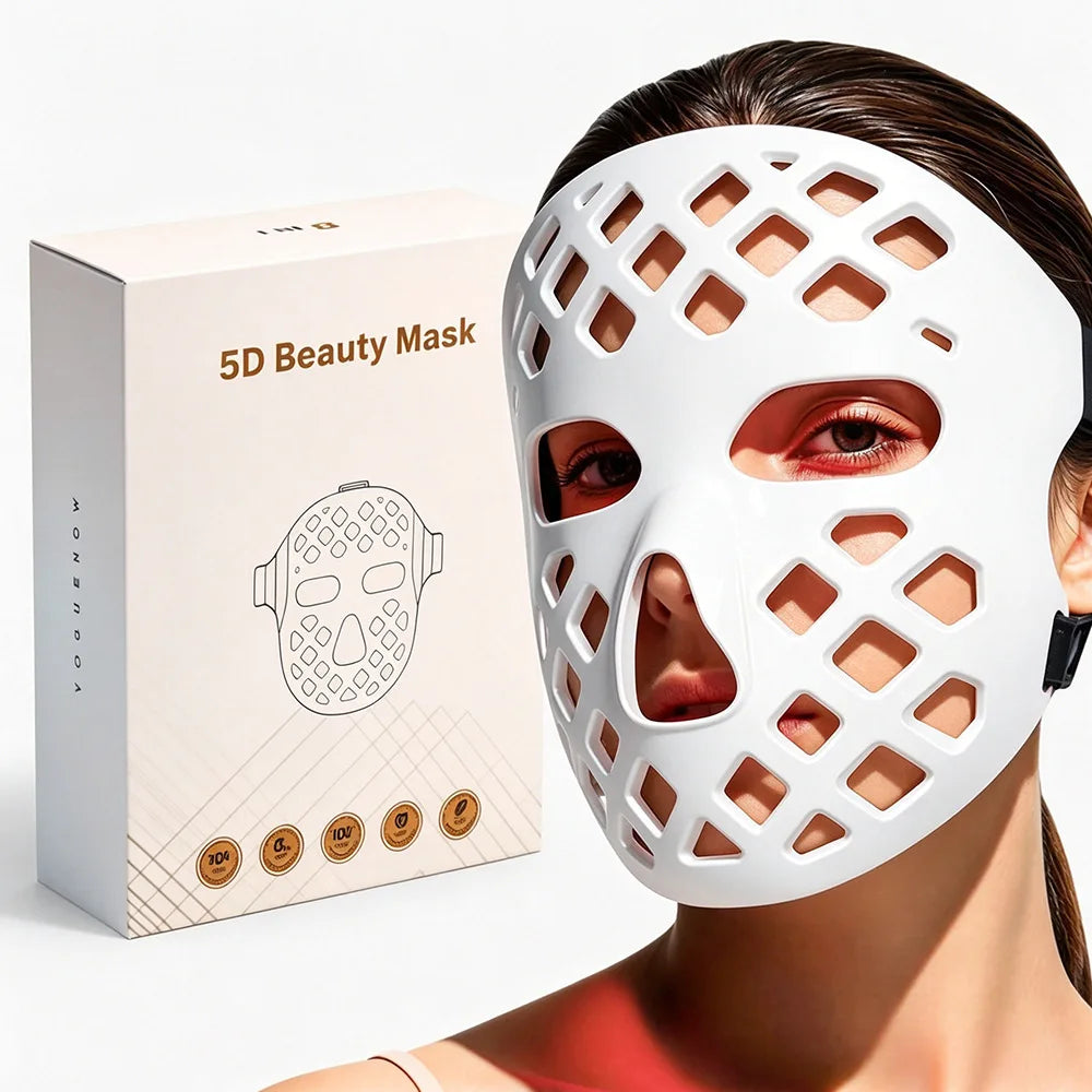 5D Red Light Therapy 8 Colors Portable LED Mask Face Photon Infrared Therapy Mask for Skin Rejuvenation Anti-Aging Wrinkles