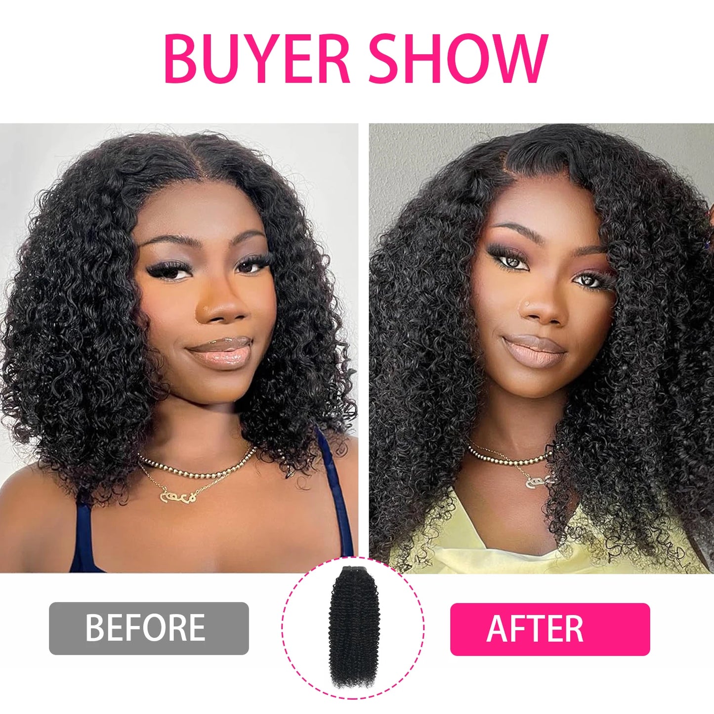 22-32 Inch Deep Curly Wave Clip in Hair Extensions Per Set with 18 Clips Human Hair 8 Pieces and Natural Black Color Extension
