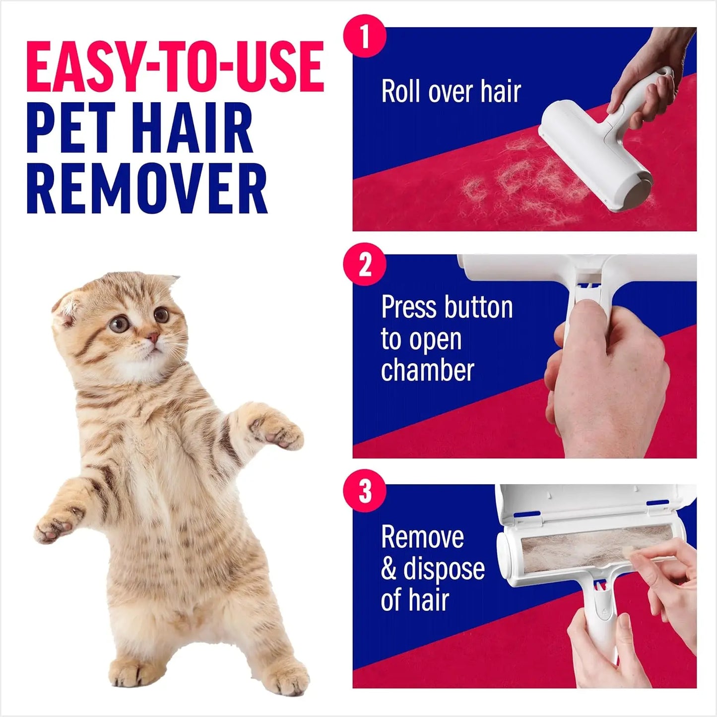 Reusable Pet Hair Remover Roller – Eco-Friendly Lint Roller for Furniture, Carpet, Car, and Bedding, Portable, White