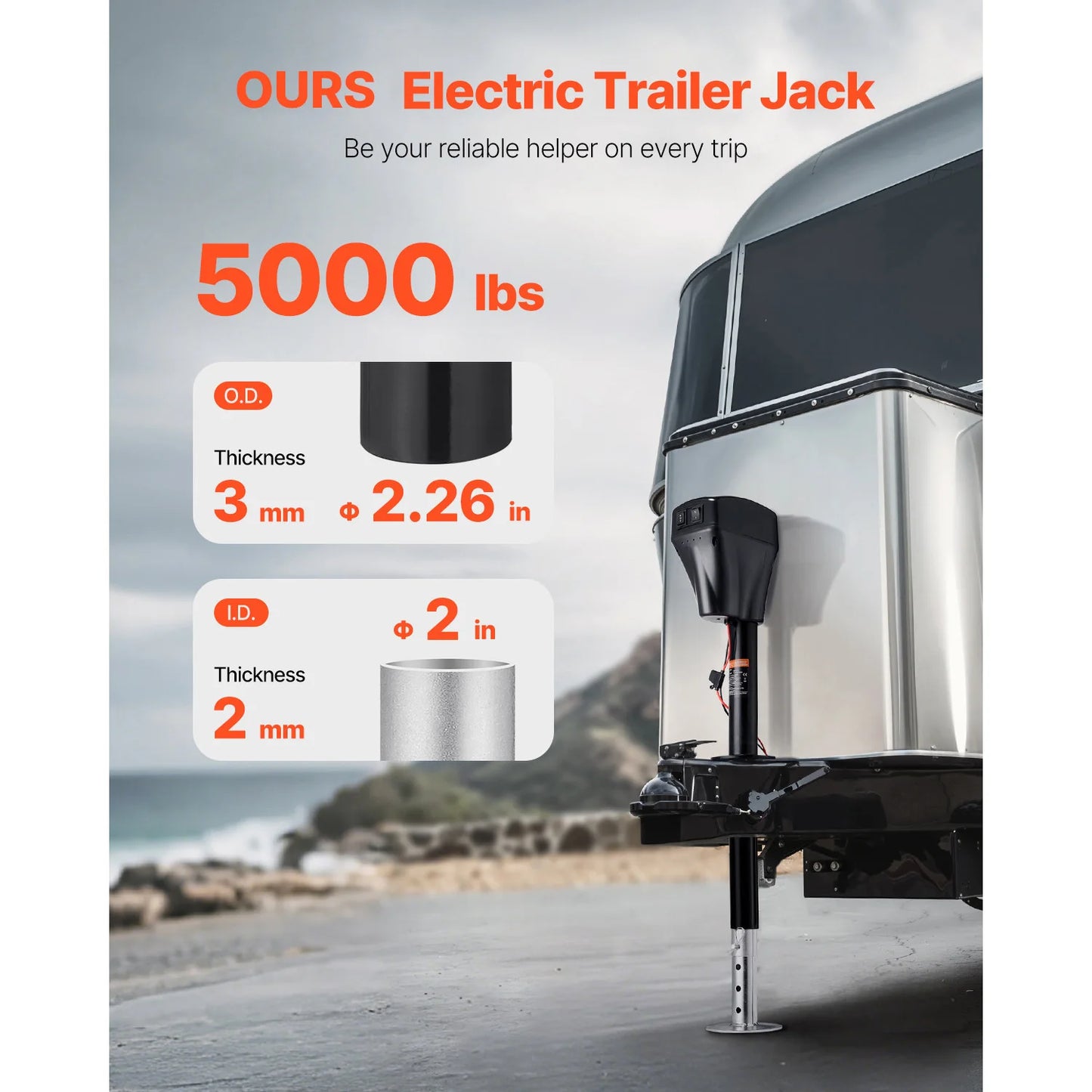 SucceBuy 5000Lbs Electric Trailer Jack RVs Power Tongue Jack with 2 Way Connector & Crank Handle 10"-28.3" Lift for Camper
