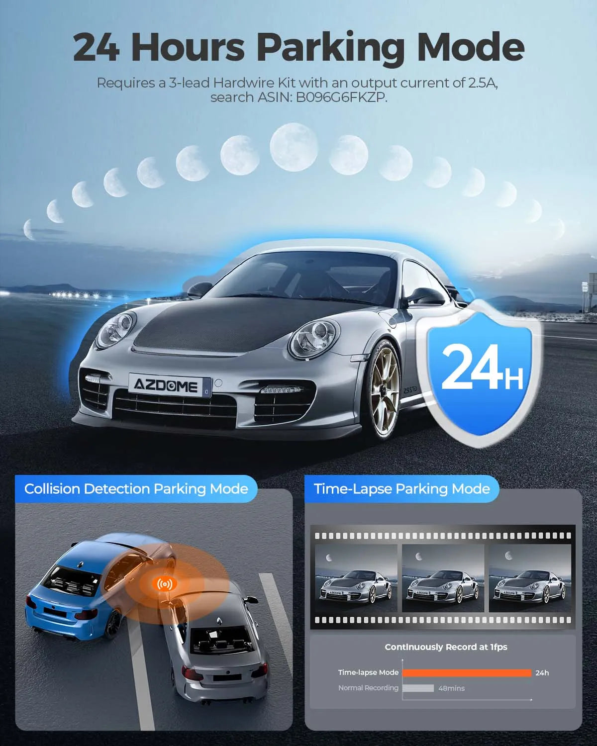 AZDOME 4K Dash Cam M550 Pro Built-in 5.8Ghz WiFi GPS Car DVR Upgrade AZDOME M550 Night Vision Parking Monitor Support Rear Cam