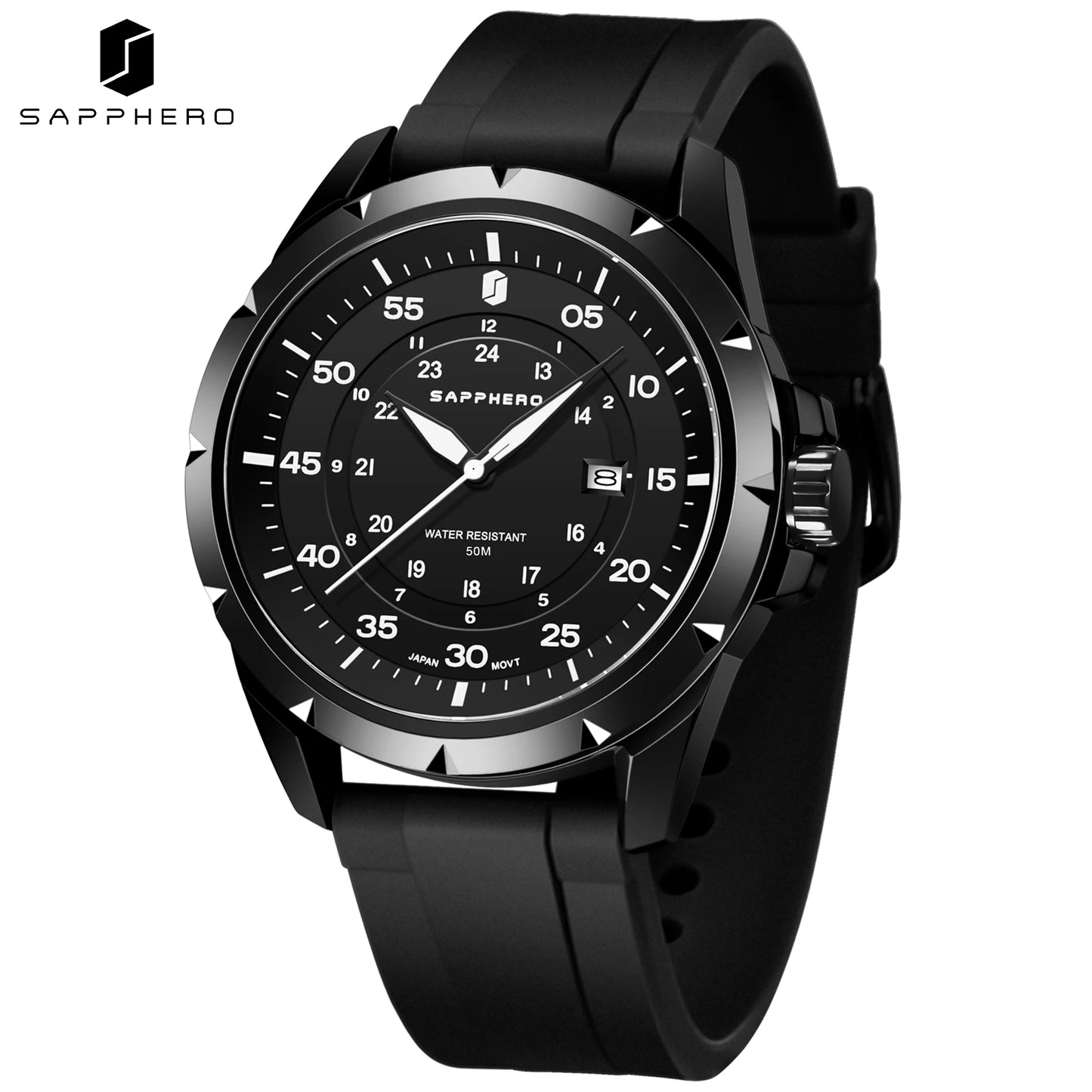 SAPPHERO Men’s Quartz Watch, Sport Fashion Wristwatch, Date Display, 50M Water Resistant, Casual Outdoor Style
