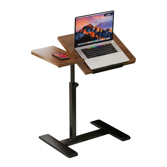 Overbed Bedside Table with Wheels, Tiltable Hospital Bed Table Over The Bed, Pneumatic Adjustable Rolling Laptop Desk