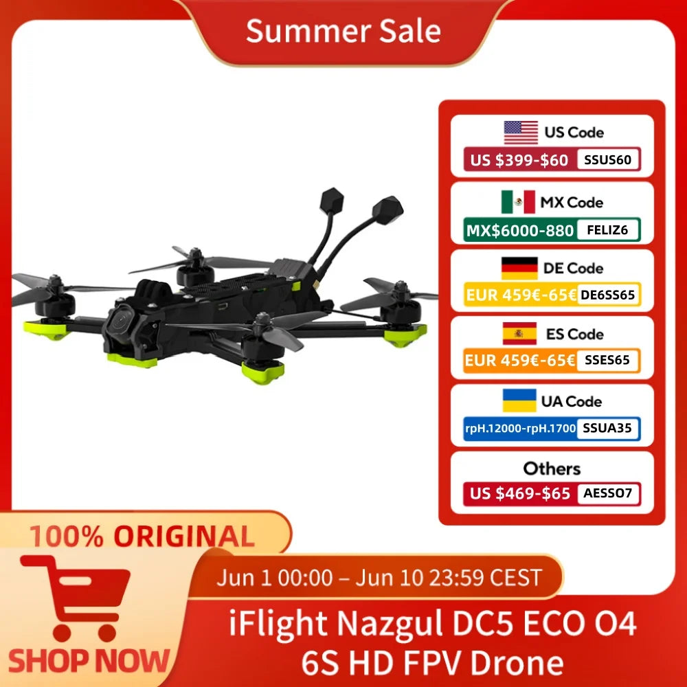 iFlight Nazgul DC5 ECO O4 6S HD FPV Drone BNF with O4 Air Unit Pro Lightweight and Durable RC Professional Quadcopter