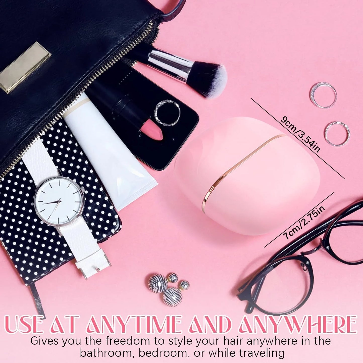 Mini Rechargeable Hair Straightener Brush 3 Speed Temperature Control Anti Scald Portable Travel Hair Styling Tool