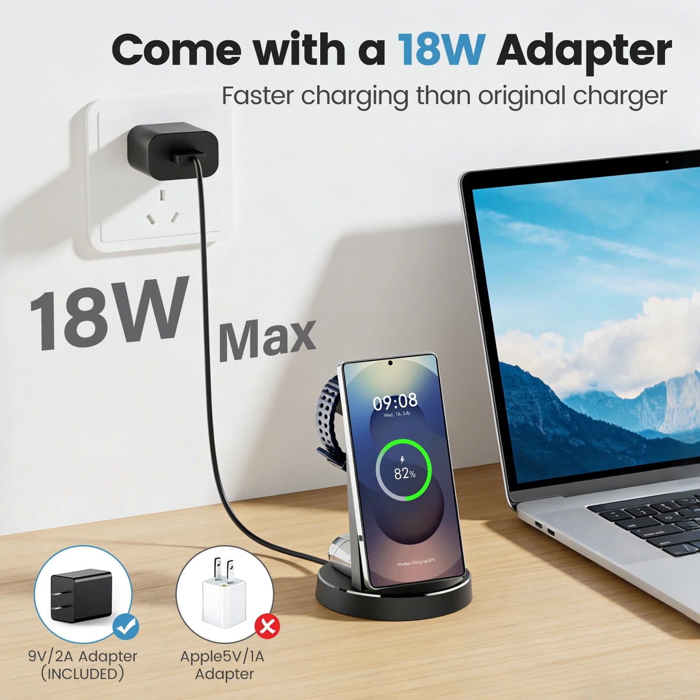 3 In 1 Magnetic Wireless Charger 15W Fast Charging Dock Stand Travel Foldable for Samsung S25 S24 S23 S22 Galaxy Watch iPhone