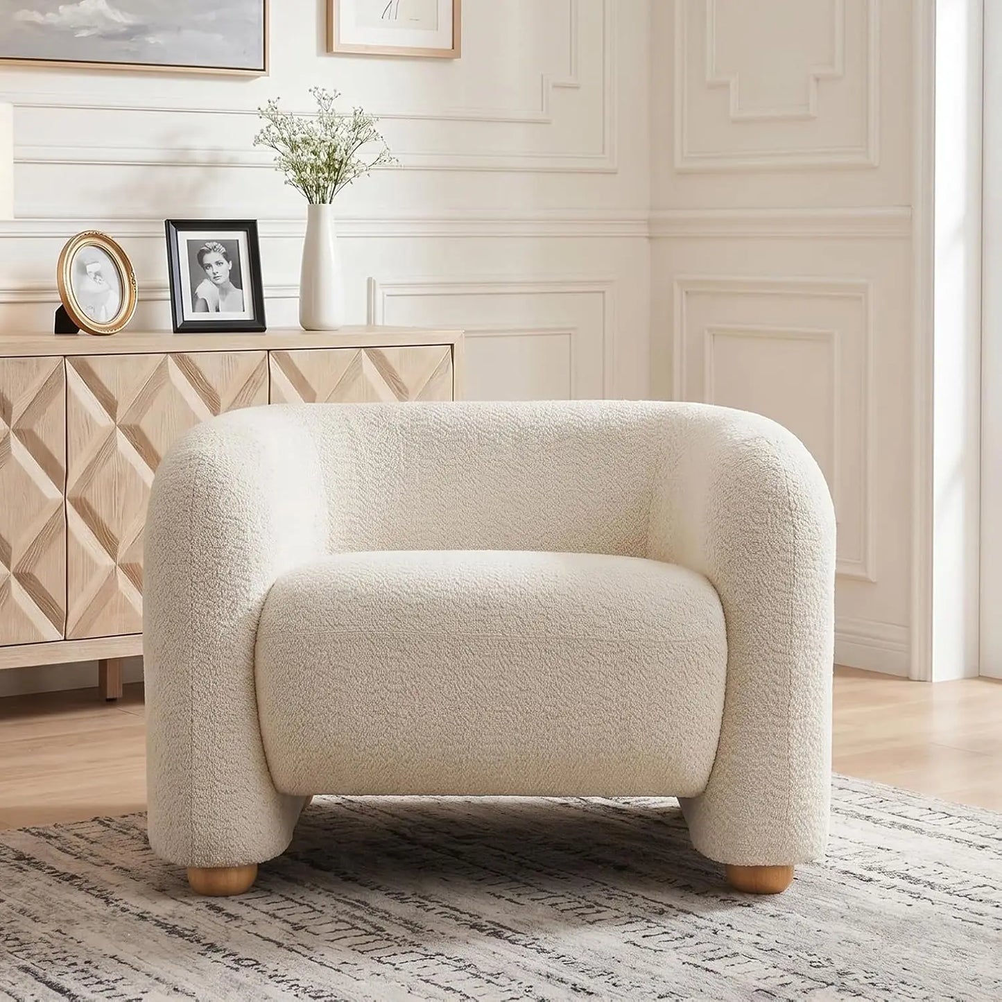 40" Modern Accent Chair Reading Chair Oversized Barrel Chairs for Living Room Bedroom Apartment (1, Khaki), Customized
