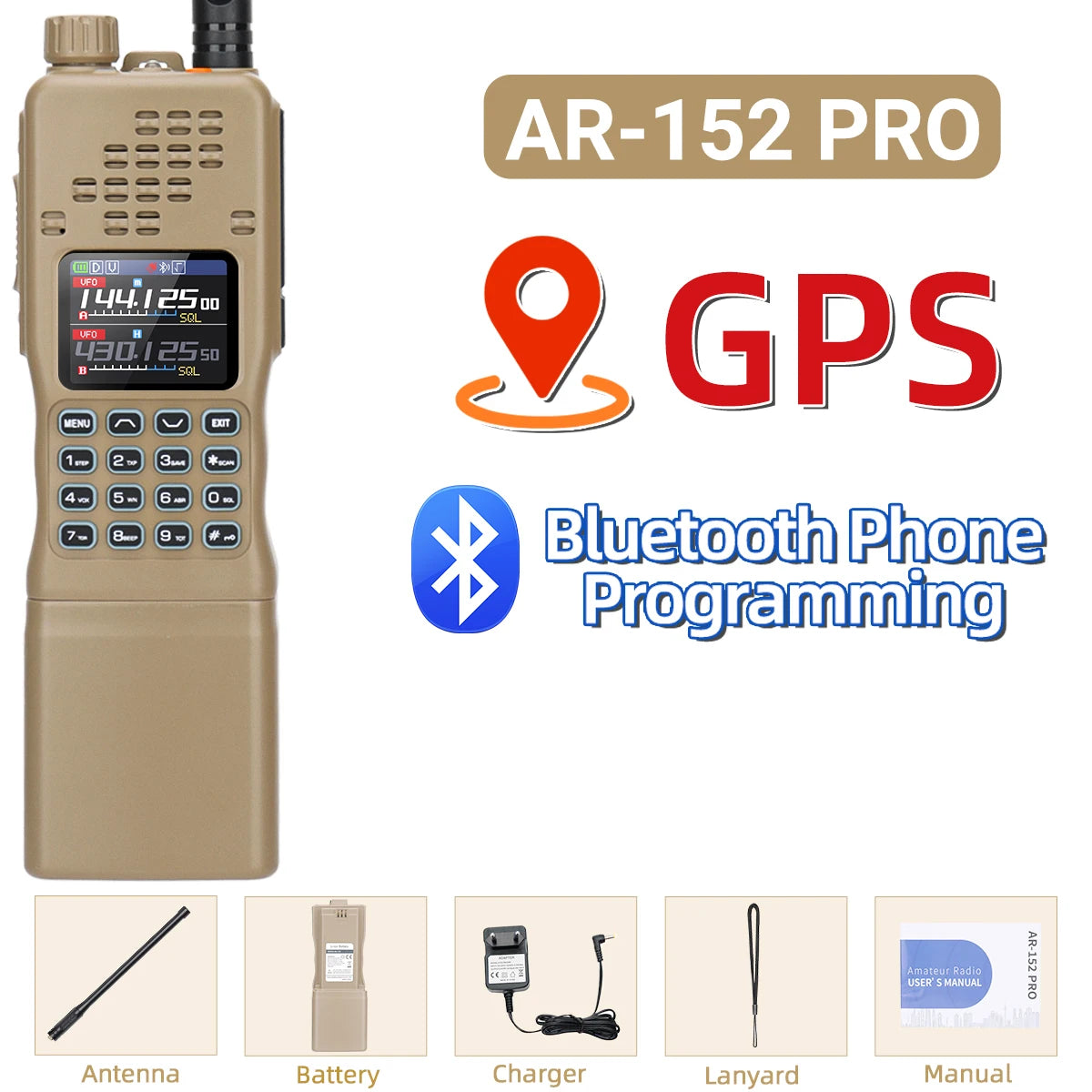 Baofeng AR 152 PRO GPS Ham Radio High Powerful CS Tactical Game Walkie Talkie Long Range Upgraded AR-152 Portable Two Way Radio