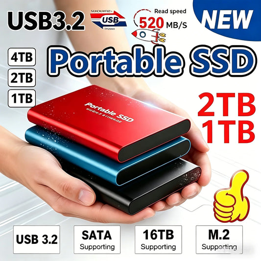 Portable High Speed SSD 1TB 2TB 4TB USB3.1 Type-C Original External Solid State Disk For Windows MAC Phone ﻿