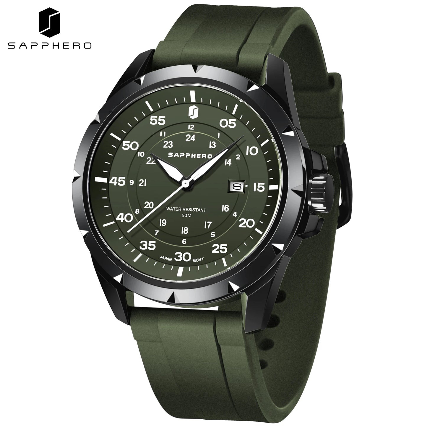 SAPPHERO Men’s Quartz Watch, Sport Fashion Wristwatch, Date Display, 50M Water Resistant, Casual Outdoor Style