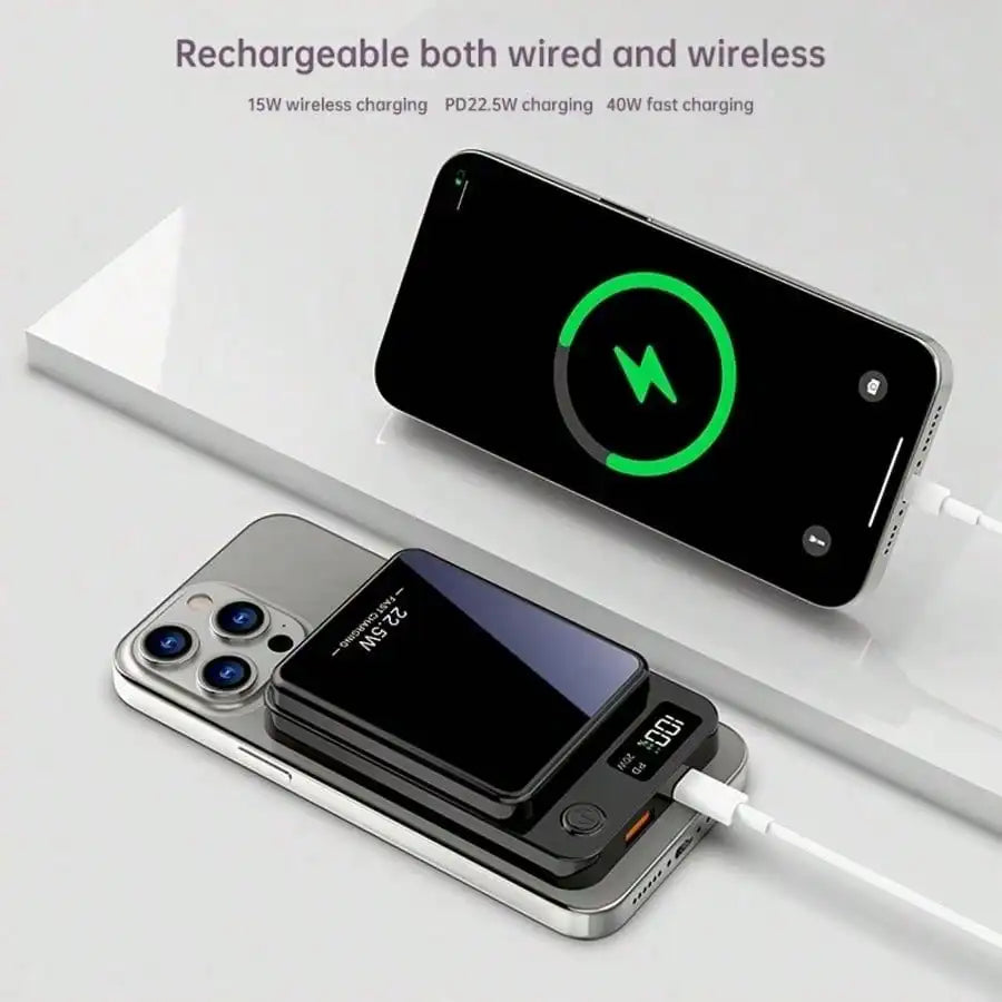 Portable Magnetic Charger 10000mAh, Wireless Power Bank With LED Display, USB-C PD Fast Charging, Travel Backup Battery For IPhone17 Series