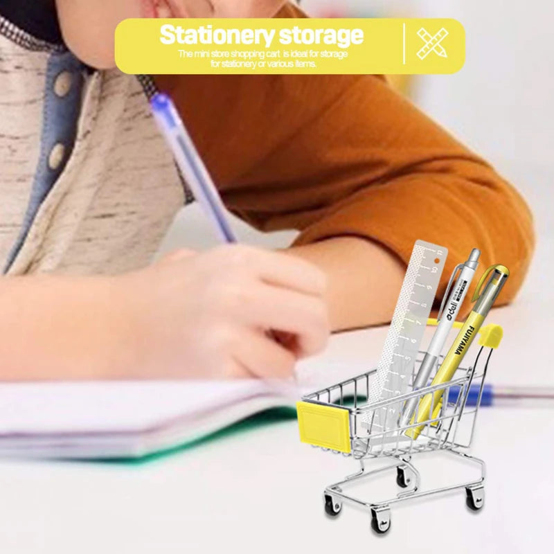 Mini Supermarket Shopping Cart Desktop Model Children's Toy Home Decoration Miniature Model