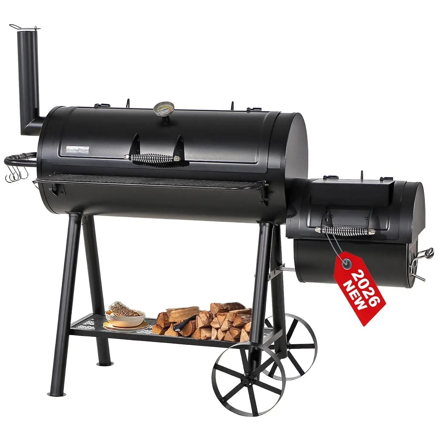 Offset Smoker Charcoal Grills with 37 Inch Cook Chamber, Barrel Smoker and Charcoal Grill Combo, 941 Sq. In. Space, Customized