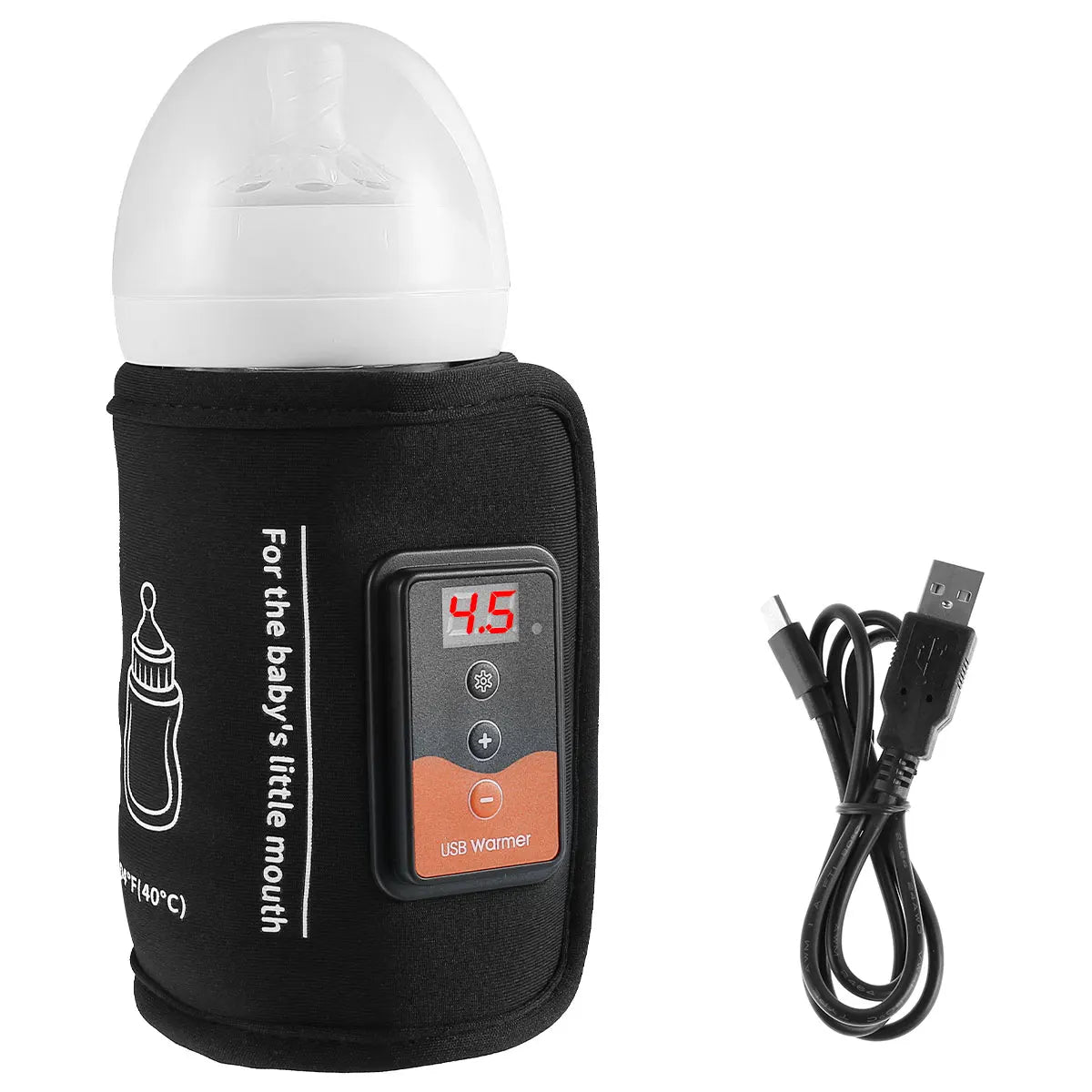 Baby Bottle Warmer USB Powered Feeding Bottle Heater with Adjustable Heating Temperature Portable Thermal Insulation Bag