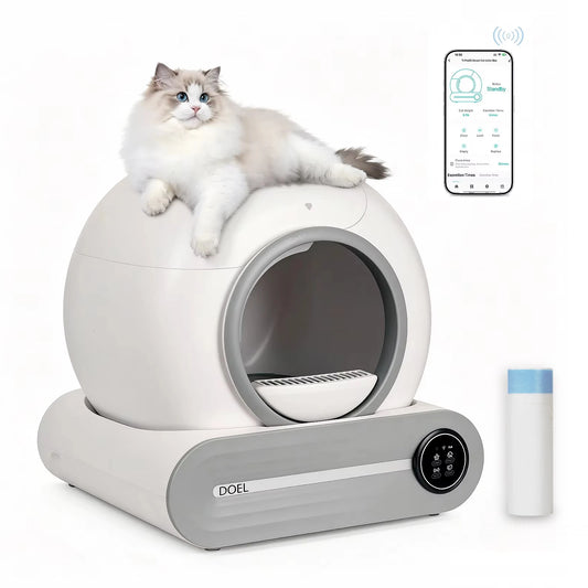 DOEL 2026 Upgrade Automatic Smart Litter Box, Self-Cleaning Cat Litter Box 65L Large Capacity, APP Control, 2.4G WiFi Only, Ion Odor Neutralization, Compatible with Clumping Litters, Ideal for Multi-Cat Homes