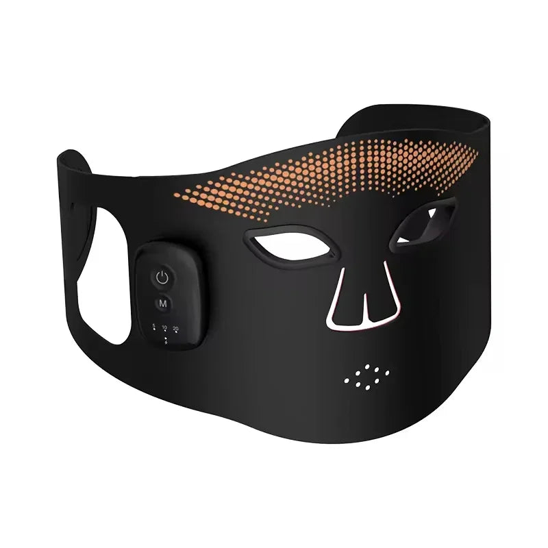 Silicone Red Light Facial Mask,Wireless Rechargeable 336 LED Chips 4‑Mode Type‑C Phototherapy Home Skin Care Beauty Device