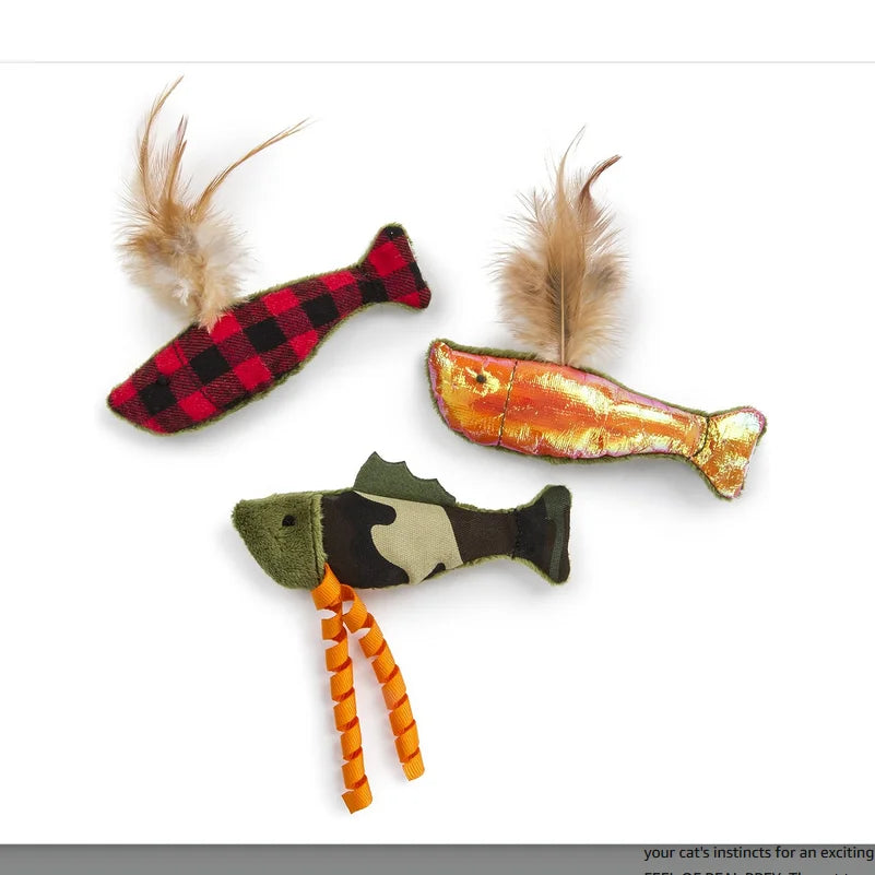 3 Count Fish Friends Crinkle Catnip Cat Toys - Multi Color 3 Count