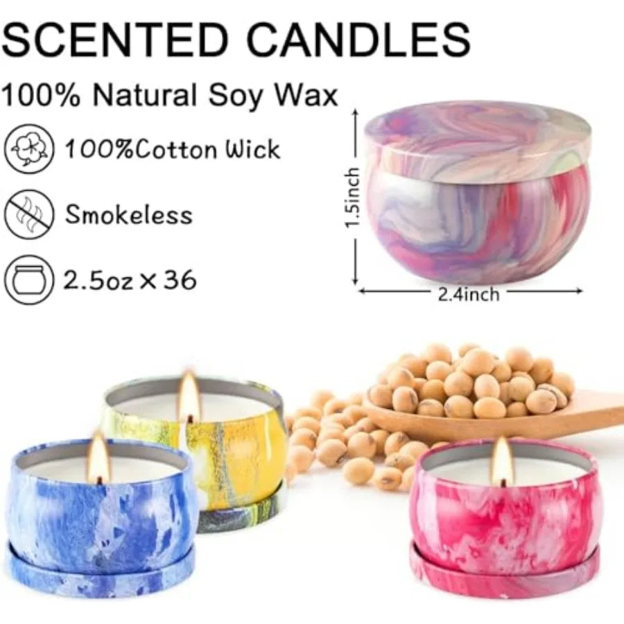 36 Pack Scented CandlesSoy Wax Travel Tin Jar Candles Aromatherapy Candles for Home 2.5 OZ Scented Candles for Mom for Christma