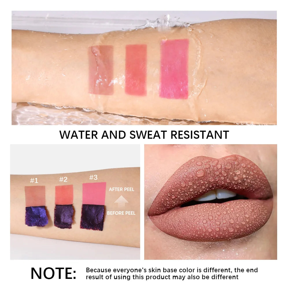 Peel Off Lip Stain Tattoo Tint Long Lasting Waterproof Smudge Transfer Proof Rich Pigment Natural Vivid Lip Color Lightweight Daily Lip Makeup Cosmetic