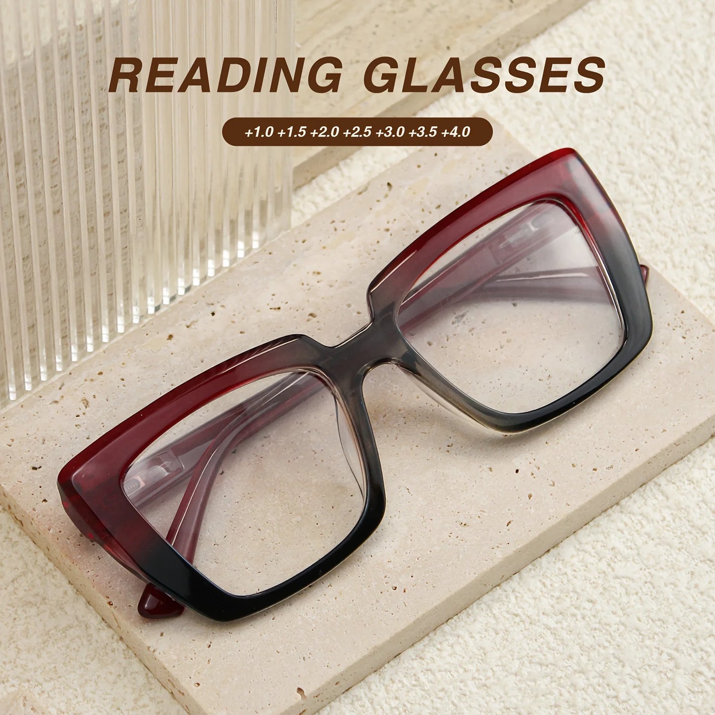 8 pairs of stylish rectangular reading glasses, vintage print contrasting design, high-quality spring hinges, women's Christmas gifts