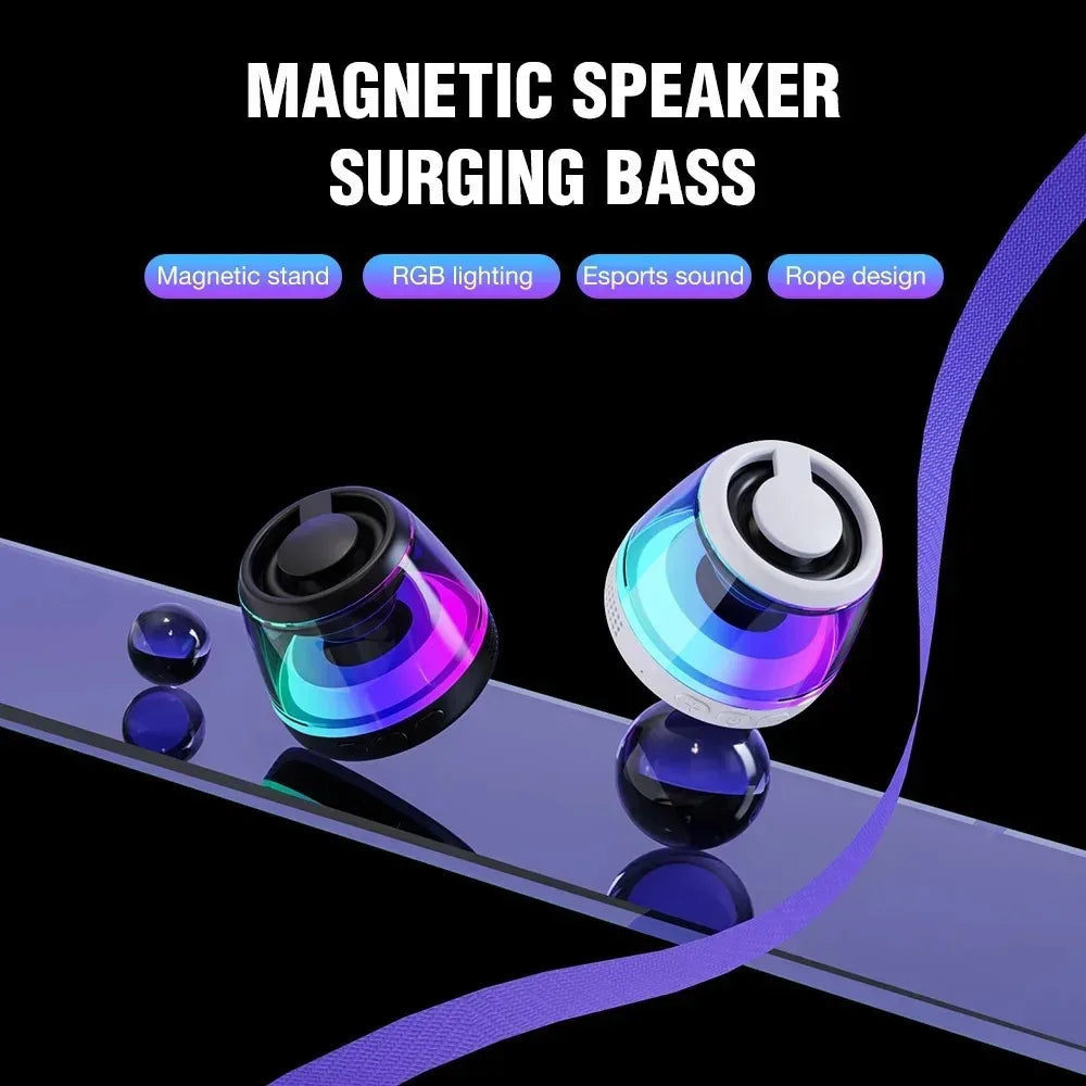 Magnetic Bluetooth Speaker, Portable Bluetooth Speaker with RGB Light, Waterproof Wireless Speaker, Phone Stand for iPhone 16/15/14/13/12 Series, Small Speaker for Shower, Outdoor, Birthday Gift
