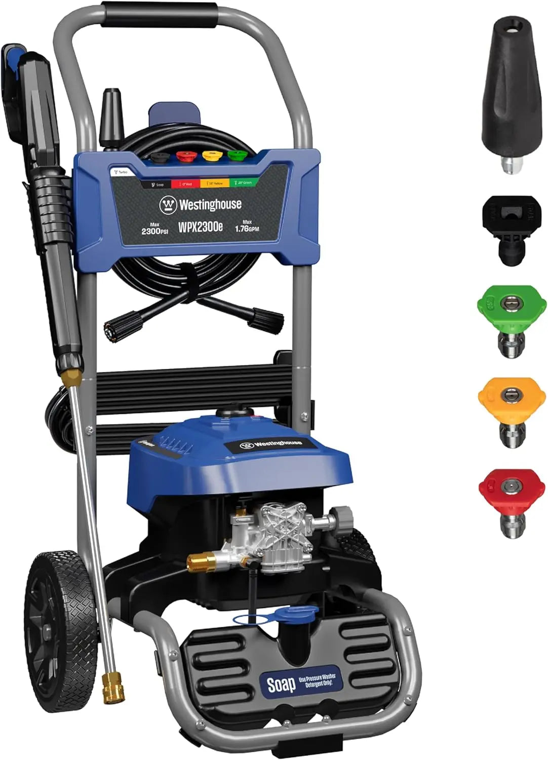 2025new-Westinghouse 2300 PSI Electric Pressure Washer with 1.76 GPM, Induction Motor, Built-in Soap Tank and Spray Gun