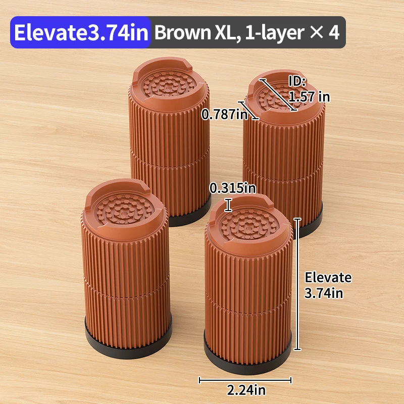 Furniture Elevation Pads for Bed Feet: Stackable Heavy-Duty Support Risers, Bed Leg/Bed Base Raising Blocks