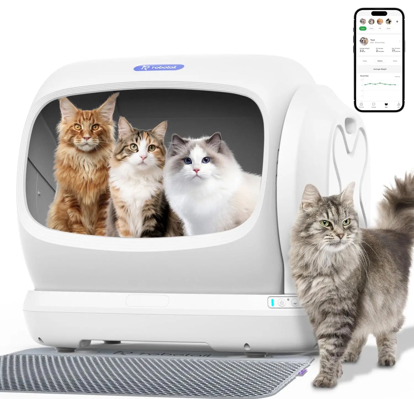 106L Self Cleaning Cat Litter Box, App Control, Safety Sensor, Low Entry & Odor Defense for Multi Cat, Custom