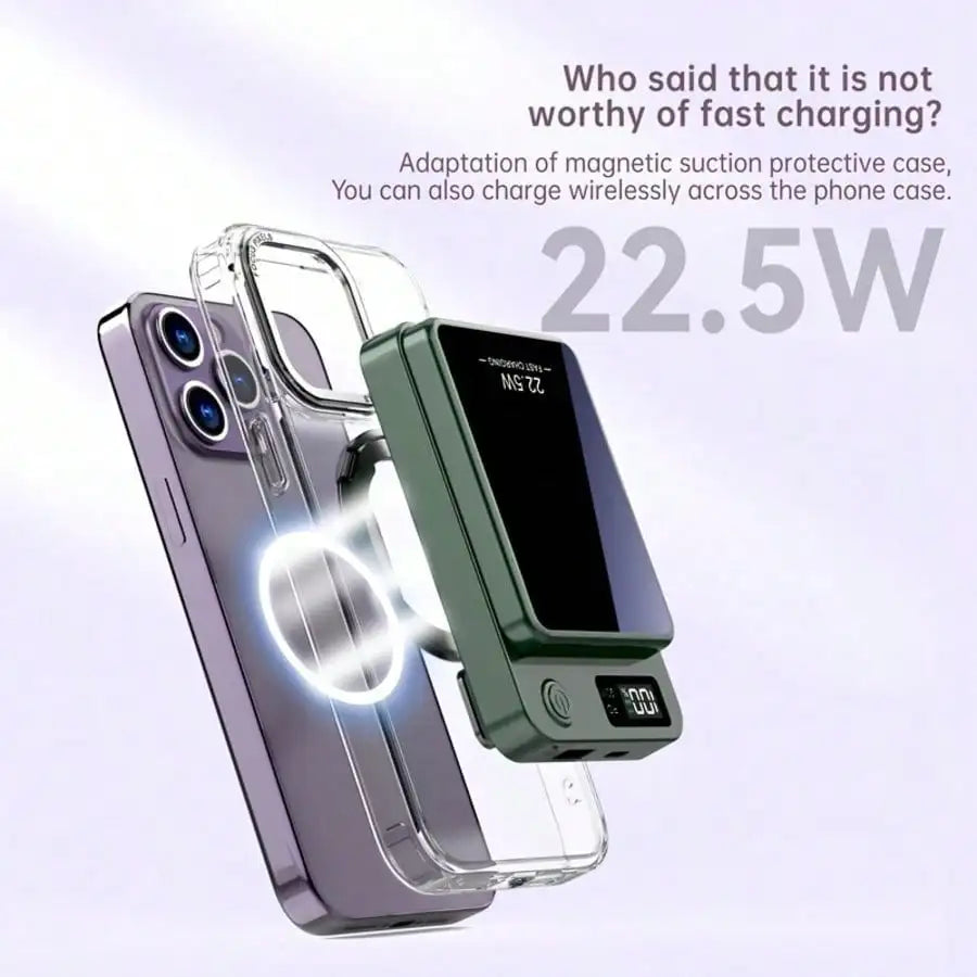 Portable Magnetic Charger 10000mAh, Wireless Power Bank With LED Display, USB-C PD Fast Charging, Travel Backup Battery For IPhone17 Series