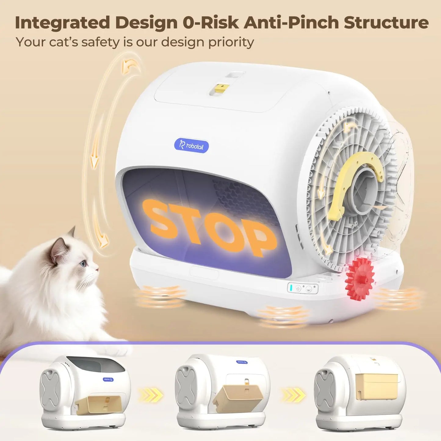106L Self Cleaning Cat Litter Box, App Control, Safety Sensor, Low Entry & Odor Defense for Multi Cat, Custom