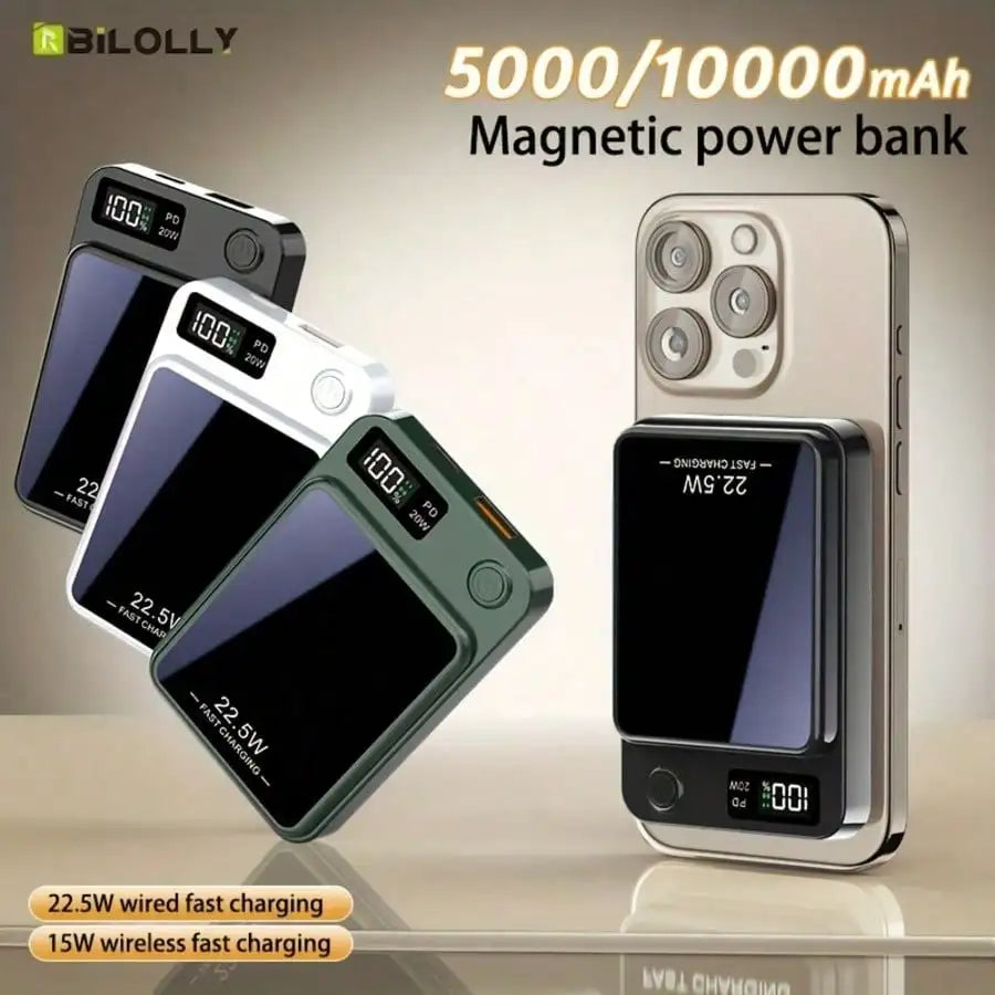 Portable Magnetic Charger 10000mAh, Wireless Power Bank With LED Display, USB-C PD Fast Charging, Travel Backup Battery For IPhone17 Series
