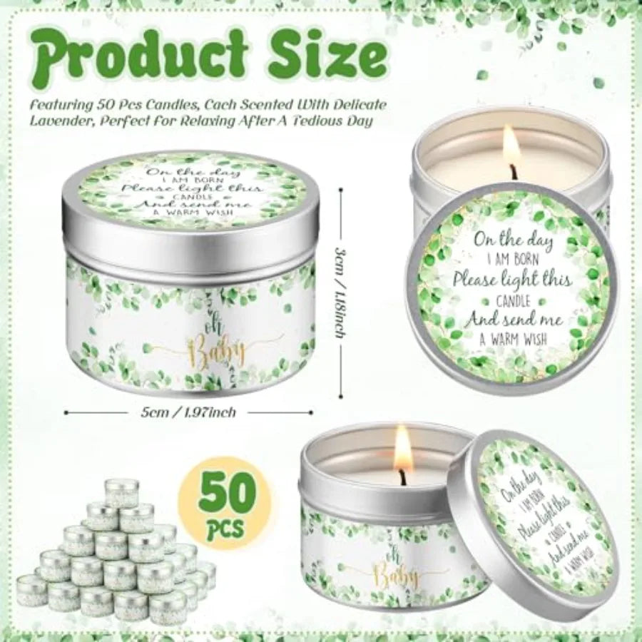 50 Pcs Baby Shower Party Favors Candles Lavender Scented Gender Reveal Candles Bulk for Party Favors Baby Shower Rustic Return
