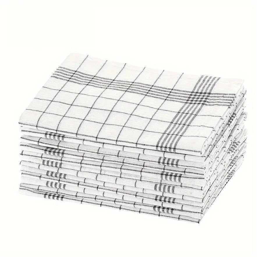 1/5/10pcs Classic Plaid Dish Towel Scouring Pad, Soft Large Size Kitchen Towel, Suitable for Bar and Kitchen Cleaning