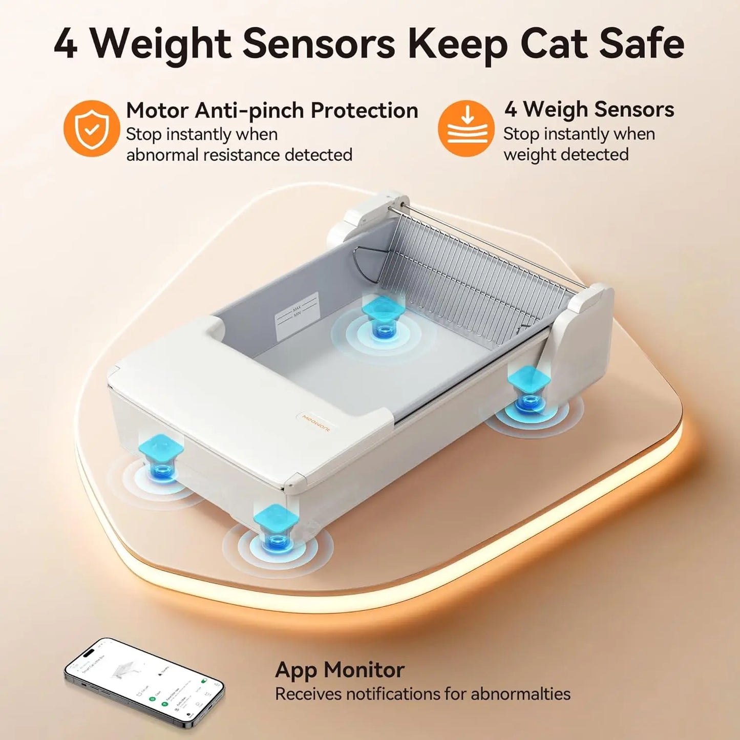 Automatic Litter Box, Self Cleaning Cat Litter Box with App Control, Open Top Cat Box for Multi Cats, Dual Rake, Works with Clum