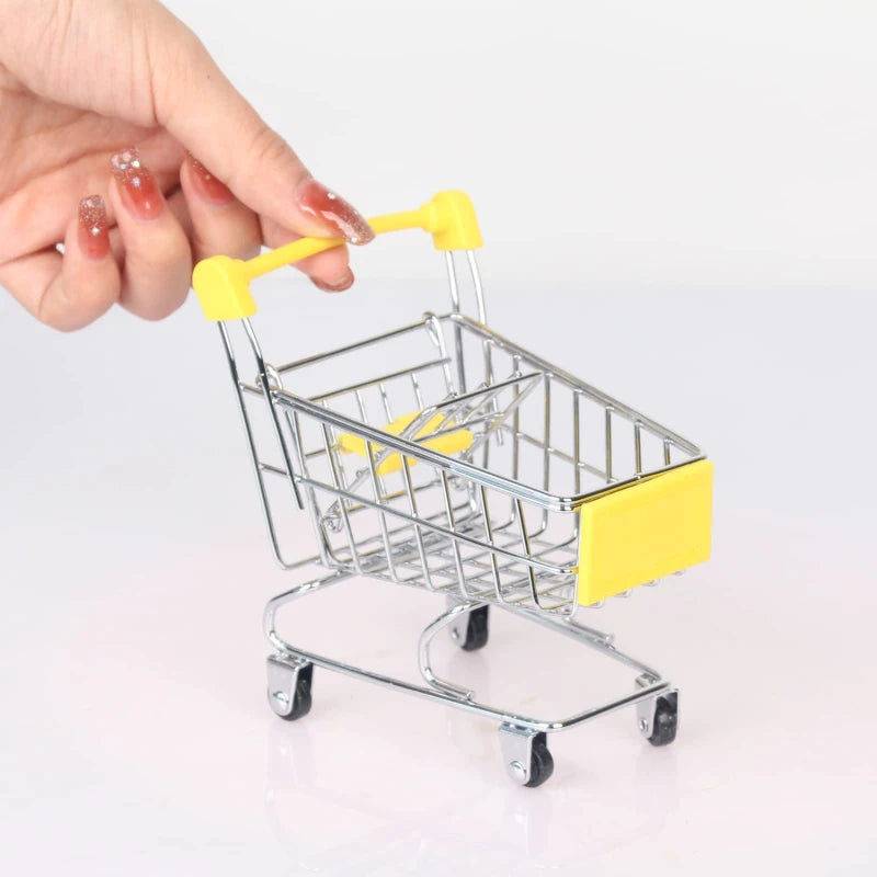 Mini Supermarket Shopping Cart Desktop Model Children's Toy Home Decoration Miniature Model