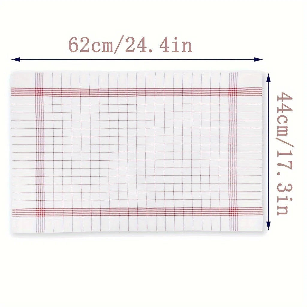 1/5/10pcs Classic Plaid Dish Towel Scouring Pad, Soft Large Size Kitchen Towel, Suitable for Bar and Kitchen Cleaning
