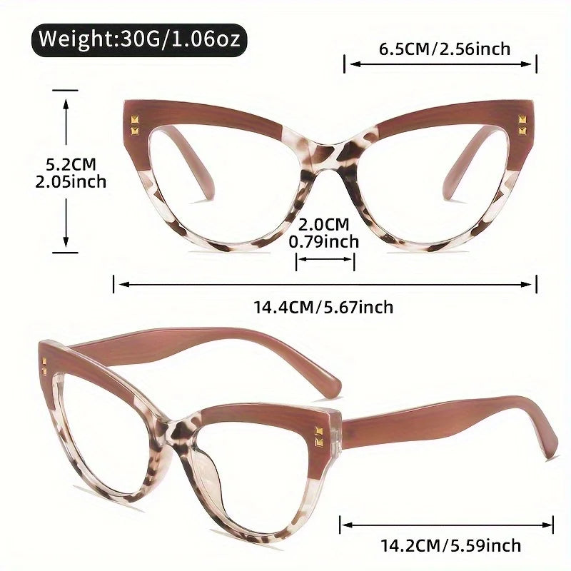 6pcs Elegant Cat-Eye Reading Glasses with Metal Hinge - Minimalist Color Block Design, 1, 0 to 4, 0 Magnification, Fashionable Presbyopia Eye Frame for Women, Halloween and Christmas gifts