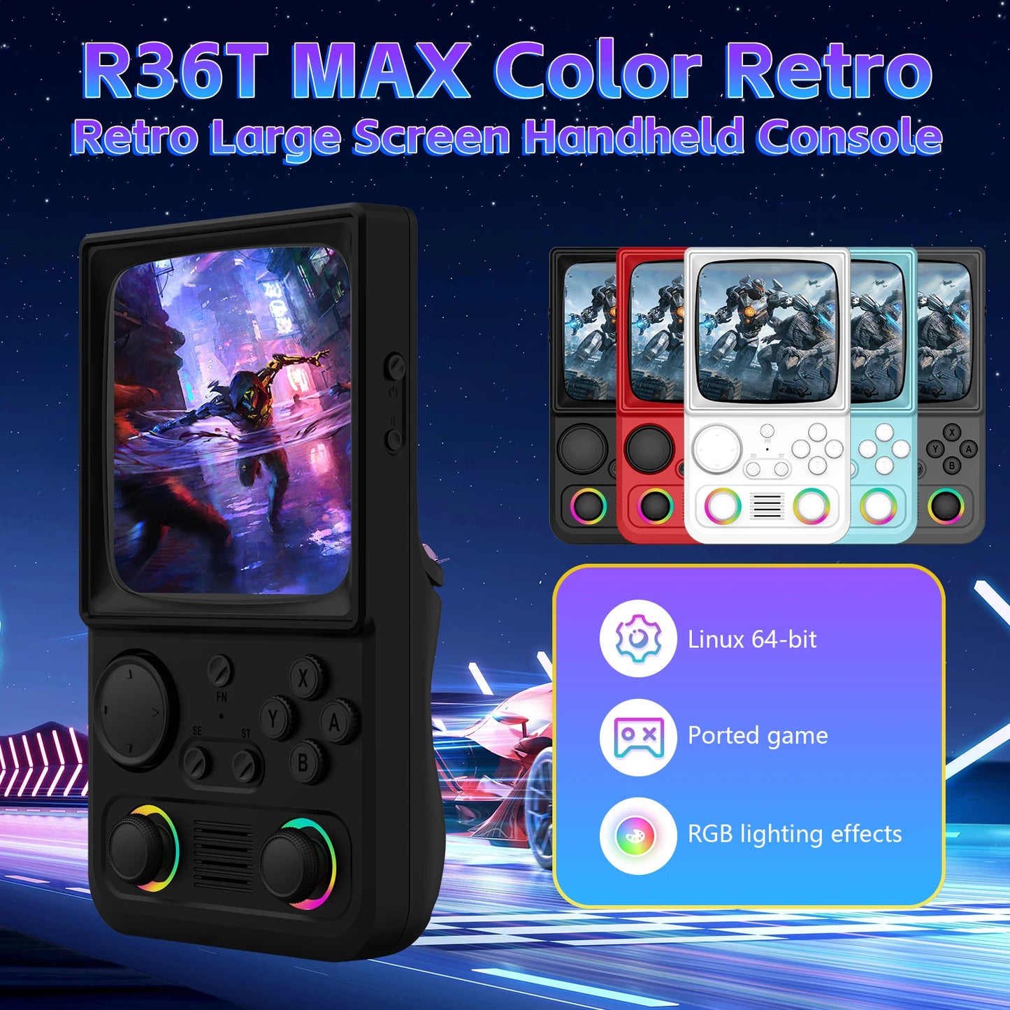 AISLPC R36T MAX Handheld Game Console 64/128G 4.0" IPS Screen 22000+Games 5G Portable Pocket Game Player
