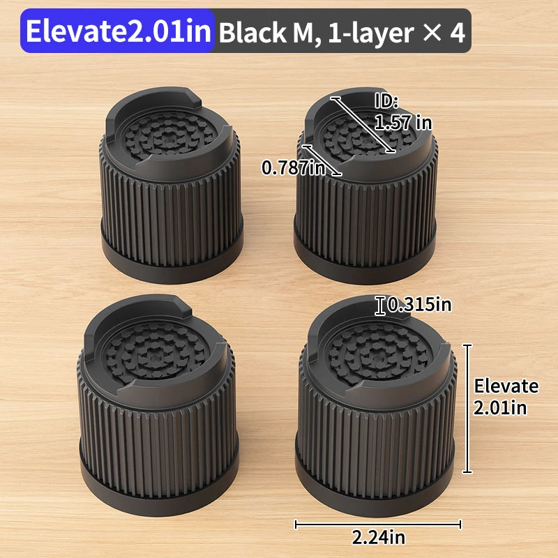 Furniture Elevation Pads for Bed Feet: Stackable Heavy-Duty Support Risers, Bed Leg/Bed Base Raising Blocks