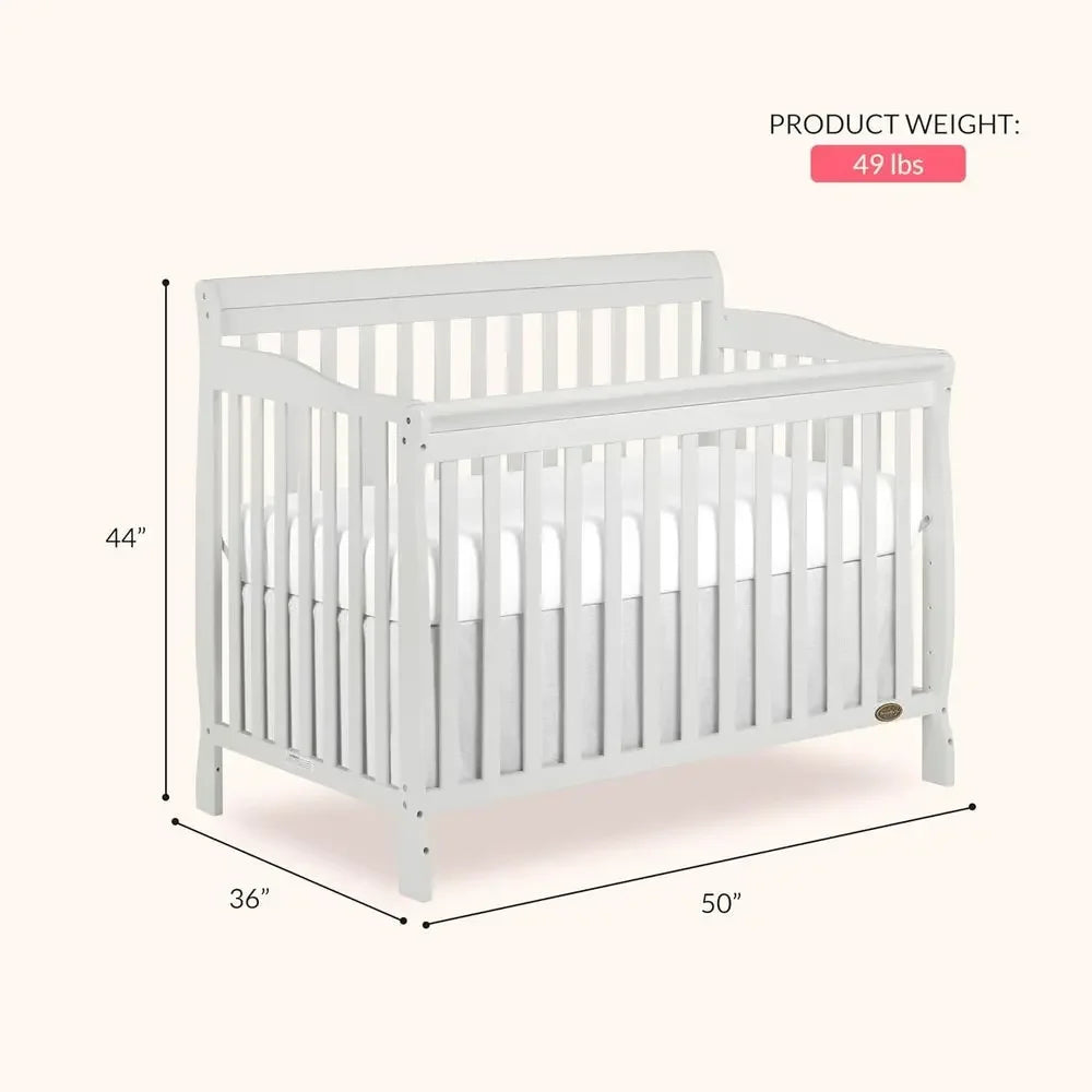 Convertible Crib in Grey with 4 Mattress Height Options, Greenguard Gold Certified, Non-Toxic Finish, Solid Pinewood Constructio
