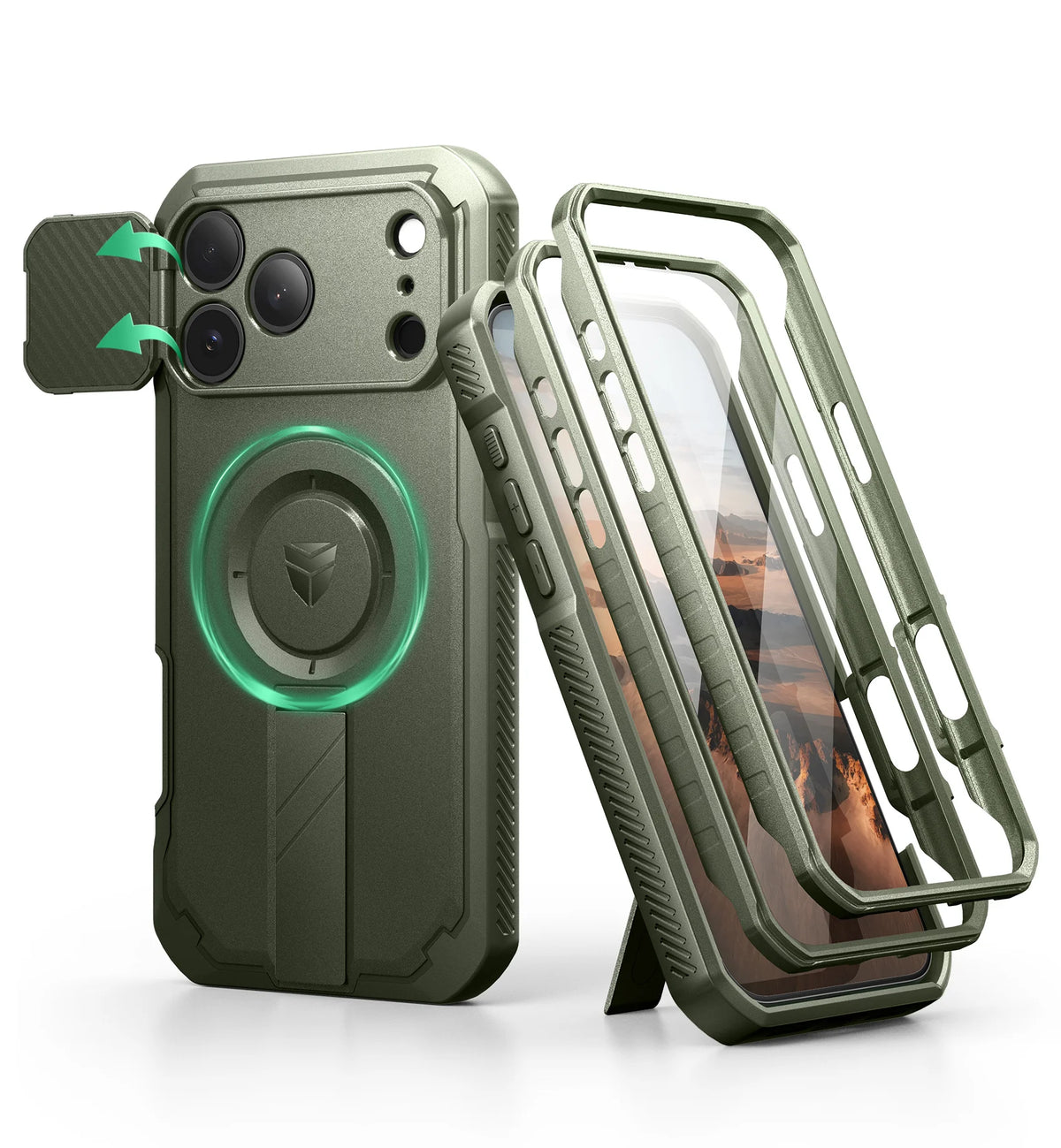 DEXNOR For iPhone 17 Pro Max Case with Camera Cover & Adjustable Kickstand Compatible With MagSafe Shockproof Magnetic Protective Cover