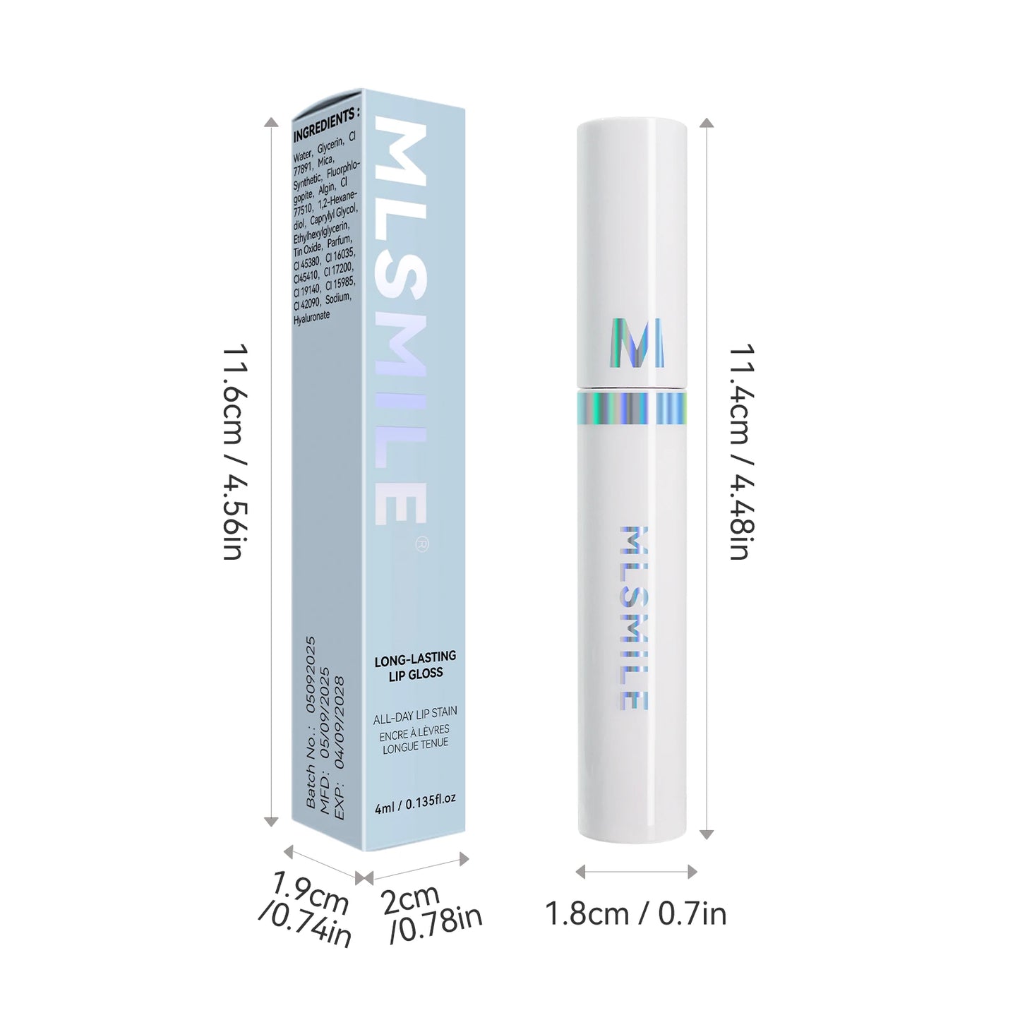 4-color lip gloss - easy-to-peel lip liner, comes with a lip brush, long-lasting and waterproof, glossy and full, highly pigment